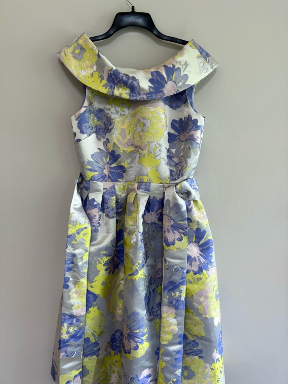 Alex Marie Diana Floral Fancy Party Belted Midi Dress in Yellow/Purple, 4 - Picture 3 of 12